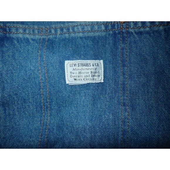 Levis Womens L Denim Overalls Blue Jean Carpenter Bib Pockets Button Closure New - Picture 7 of 8
